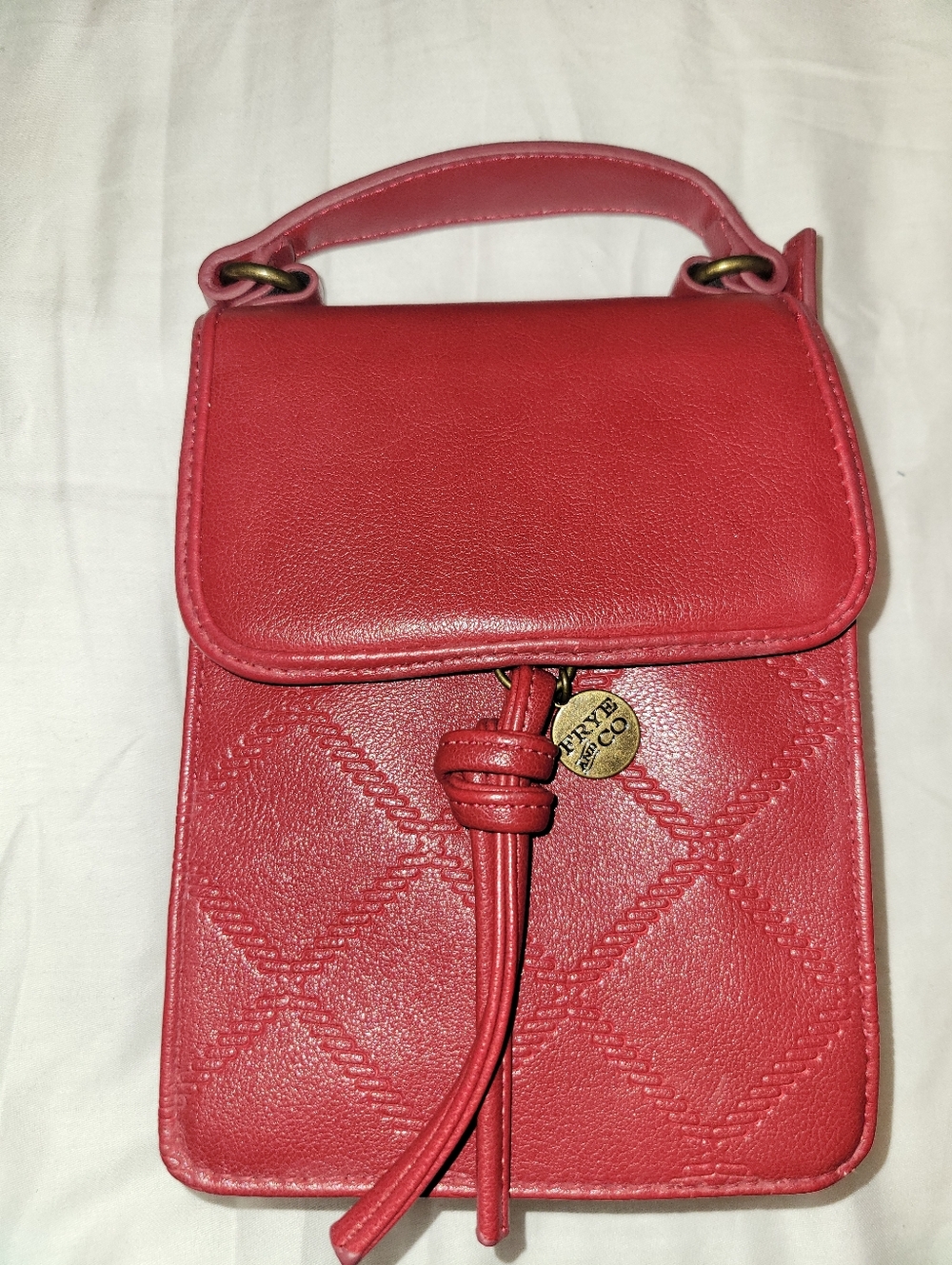 FRYE AND CO. Red Mini Top-Handle Knot Detail Crossbody